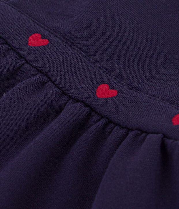 Robe b&eacute;b&eacute; en coton sans manches et broderies c&oelig;urs bleu marine