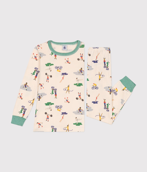 Pyjama en coton imprim&eacute; multi sports enfant &eacute;cru/multicouleur