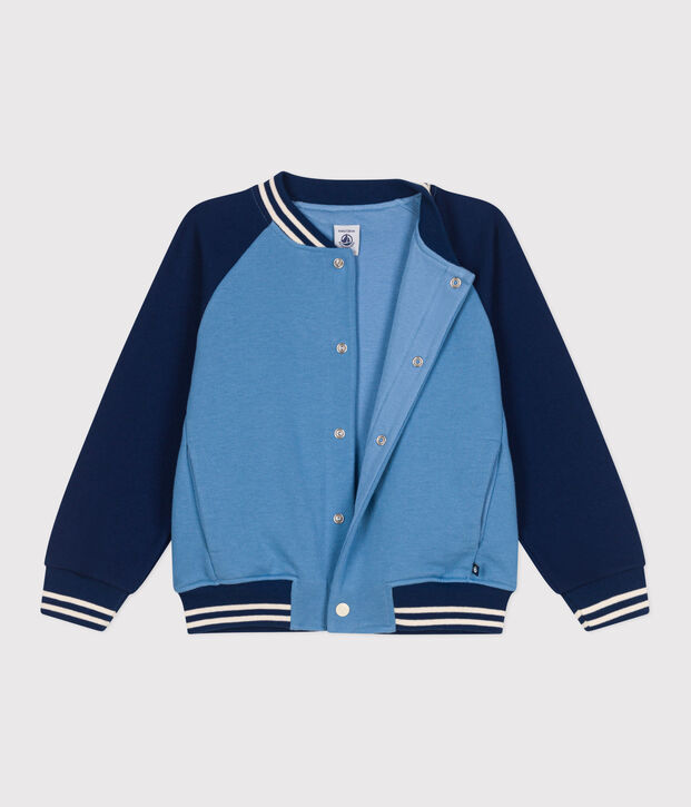 Veste teddy enfant en coton uni bleu/bleu