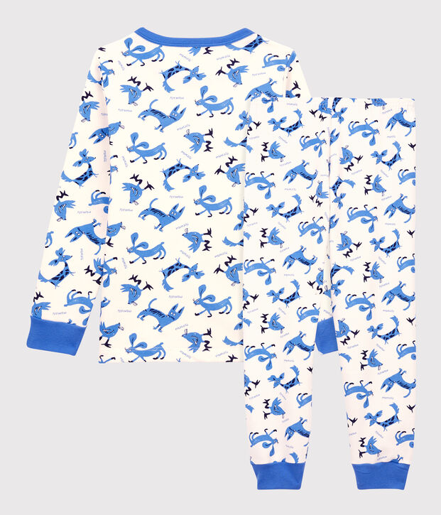 Pyjama motif animaux petit gar&ccedil;on en coton blanc/multicouleur