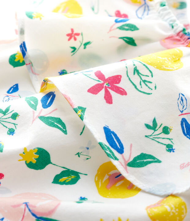 Combinaison courte en popeline b&eacute;b&eacute; fille blanc/multicouleur