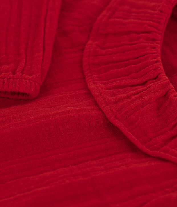 Blouse manches longues b&eacute;b&eacute; en gaze de coton rouge