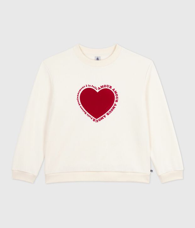 Sweatshirt femme en coton blanc cass&eacute;