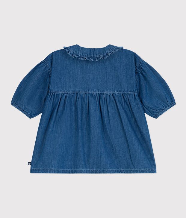 Robe b&eacute;b&eacute; en denim manches longues &agrave; col bleu