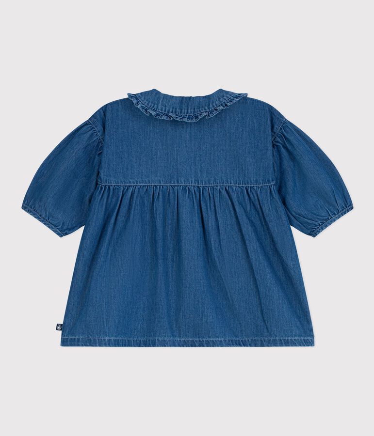 Robe b&eacute;b&eacute; en denim manches longues &agrave; col bleu DENIM CLAIR