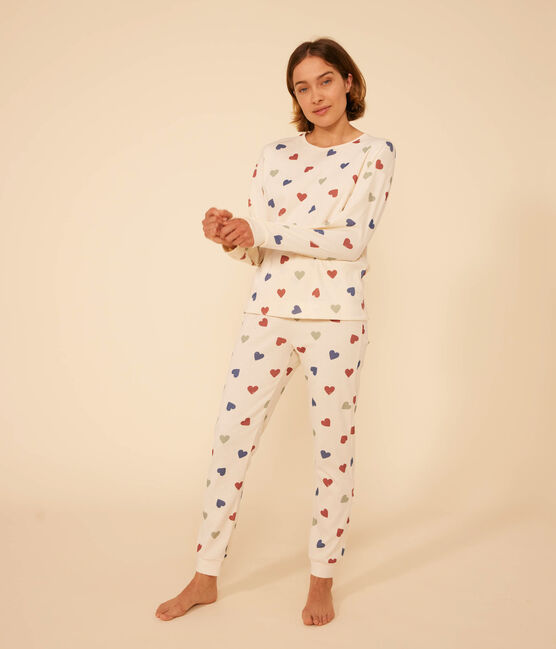 Pyjama en coton motif cœur femme blanc AVALANCHE/ MULTICO