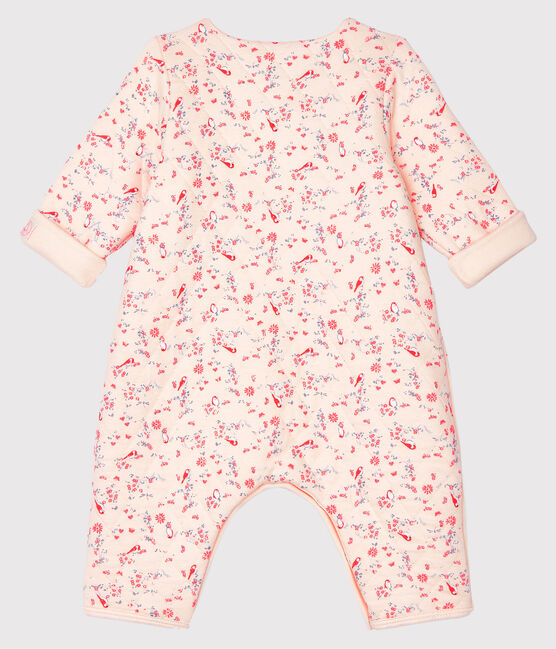 Combinaison longue bébé mixte en tubique rose FLEUR/blanc MULTICO