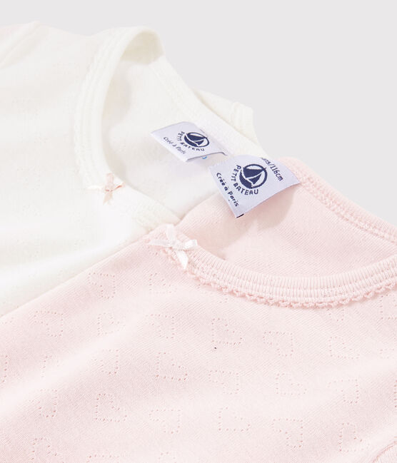 Lot de 2 tee-shirts manches courtes ajourés pastel petite fille en coton biologique variante 1