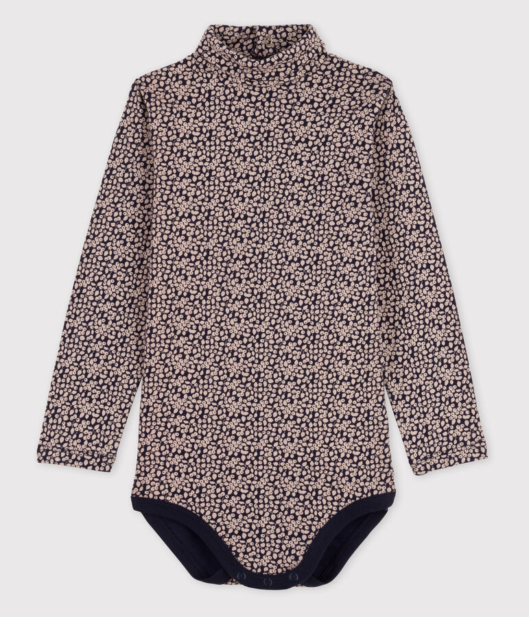 Body manches longues b&eacute;b&eacute; col roul&eacute; bleu SMOKING/blanc MARSHMALLOW