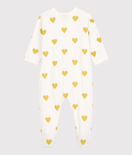 Dors-bien bébé cœurs jaunes en coton biologique blanc MARSHMALLOW/jaune OCRE