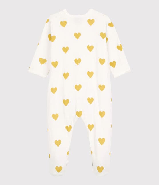 Dors-bien bébé cœurs jaunes en coton biologique blanc MARSHMALLOW/jaune OCRE