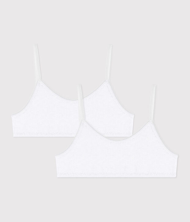 Lot de 2 brassi&egrave;res blanches petite fille multicouleur