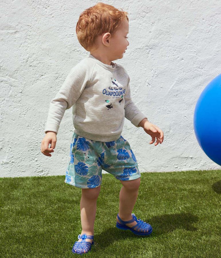 Short b&eacute;b&eacute; gar&ccedil;on imprim&eacute; gris BELUGA/blanc MULTICO