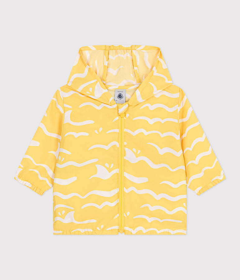 Coupe-vent b&eacute;b&eacute; anti-UV en polyester, imprim&eacute; requin jaune ORGE/blanc MARSHMALLOW