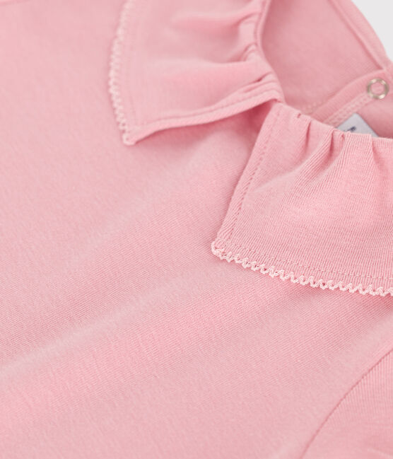 Teeshirt enfant en coton manches courtes à col uni rose CHARME