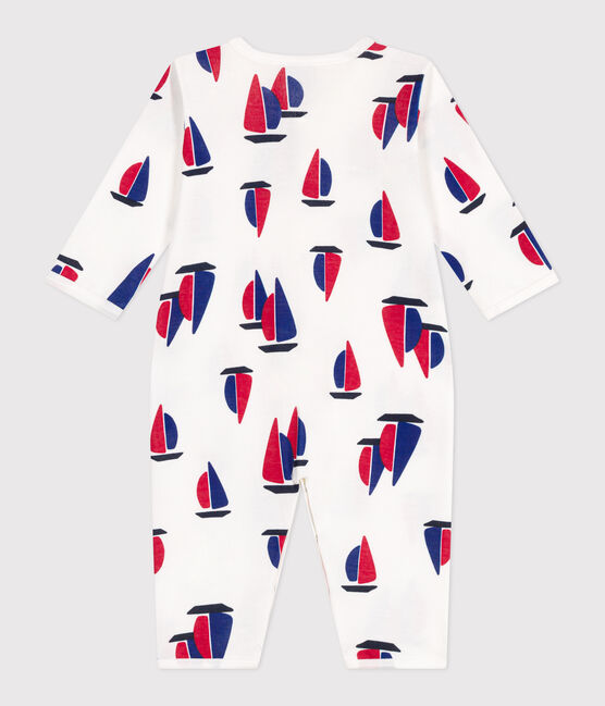 Pyjama bébé en coton sans pieds bateau blanc MARSHMALLOW/blanc MULTICO
