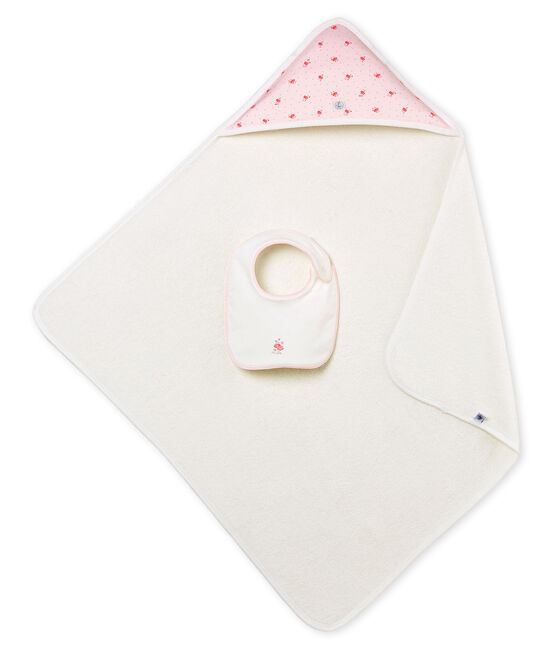 Coffret carré de bain et bavoir bébé fille variante 1