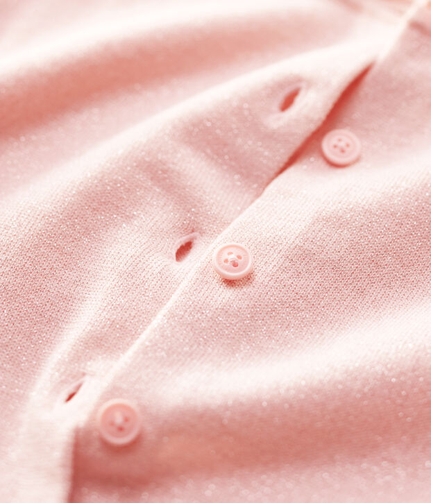 Cardigan en coton enfant fille rose/gris