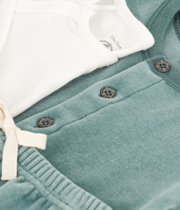 Ensemble en velours et body b&eacute;b&eacute; vert