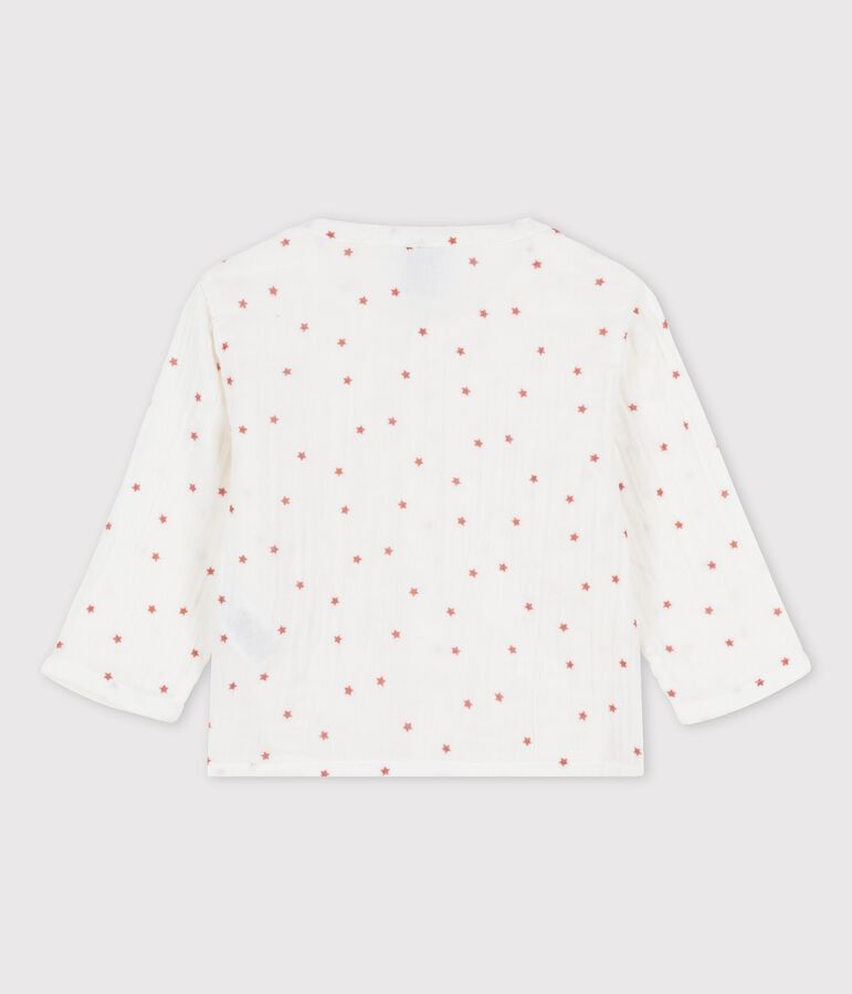 Chemise en gaze de coton bio b&eacute;b&eacute; blanc MARSHMALLOW/rouge OMBRIE