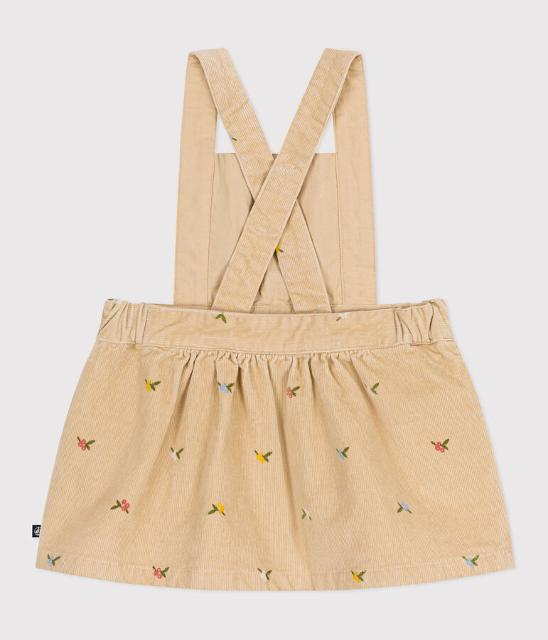 Robe b&eacute;b&eacute; en velours c&ocirc;tel&eacute; brod&eacute; de fleurs beige CAJOU/ MULTICO