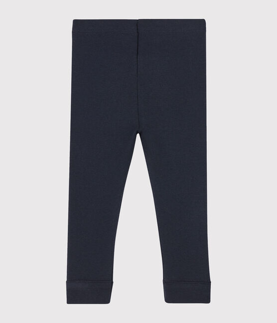Legging bébé fille en côte 1x1 unie bleu SMOKING