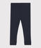 Legging bébé fille en côte 1x1 unie bleu SMOKING