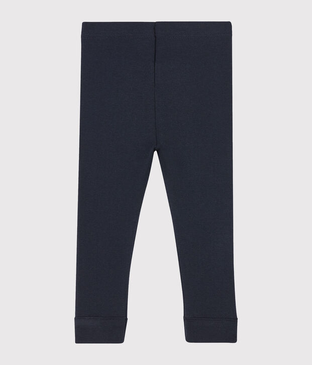 Legging b&eacute;b&eacute; fille en c&ocirc;te 1x1 unie bleu
