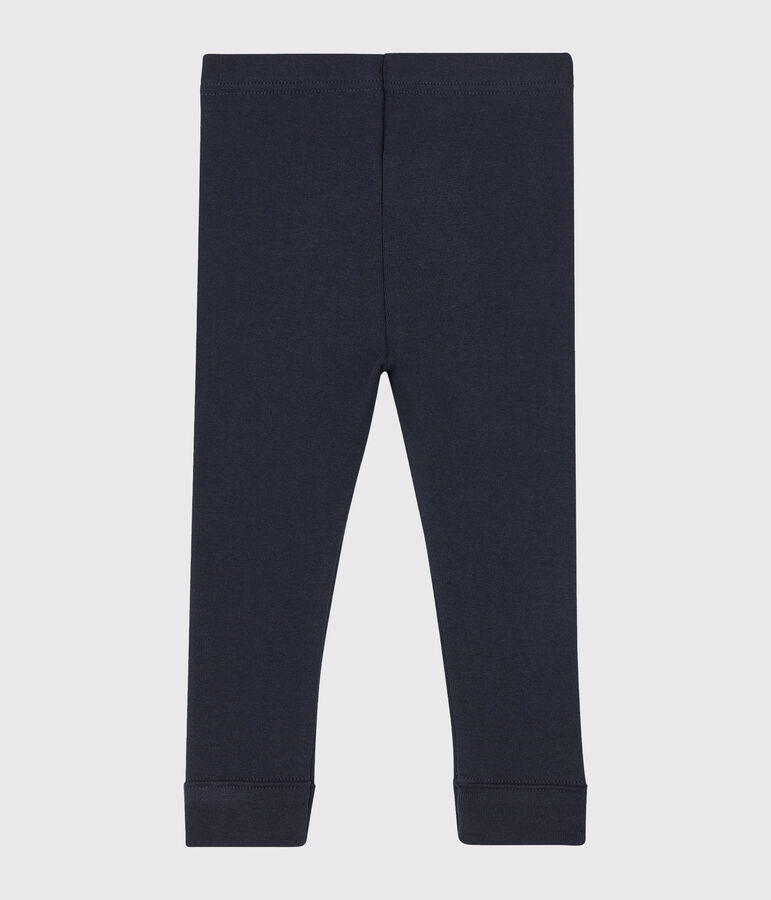 Legging b&eacute;b&eacute; fille en c&ocirc;te 1x1 unie bleu