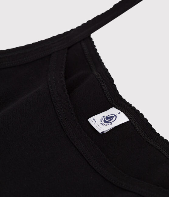 Débardeur femme en coton uni noir NOIR