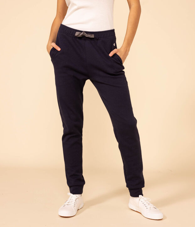 Pantalon en coton &eacute;pais Femme bleu marine
