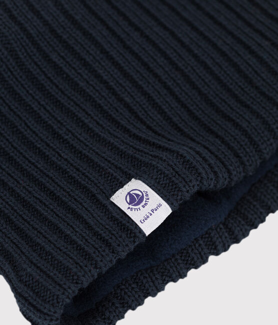 Snood bébé en tricot doublé en polaire recyclée bleu SMOKING