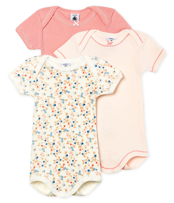 Trio De Bodies Manches Courtes Bebe Fille Variante 1 Petit Bateau