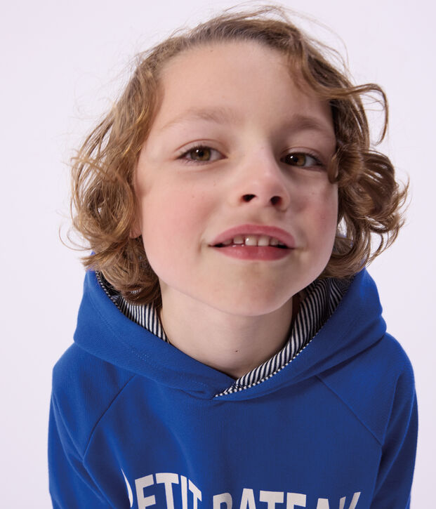 Sweatshirt &agrave; capuche enfant en coton bleu vif