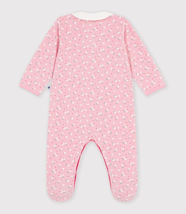 Pyjama b&eacute;b&eacute; en velours avec col, imprim&eacute; &agrave; fleurs rose/multicouleur