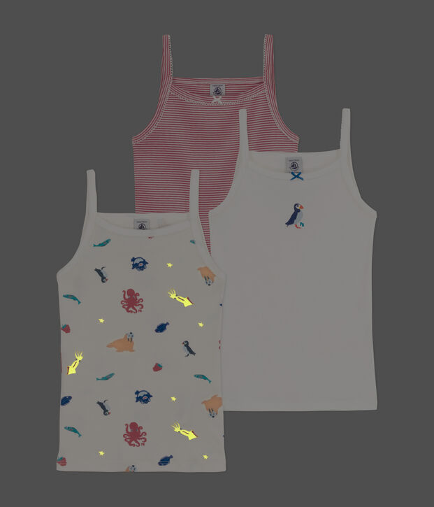 Lot de 3 chemises &agrave; bretelles en coton petite fille multicouleur