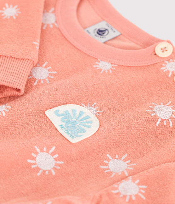 Sweat bébé en coton éponge, imprimé soleils orange ABRICOT/ MARSHMALLOW