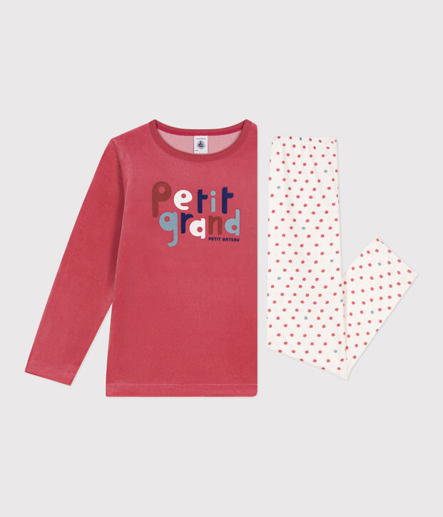 Pyjama en velours enfant rose/multicouleur