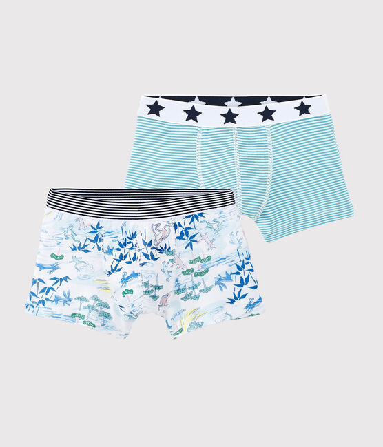 Lot de 2 boxers verts petit garçon en coton et Lyocell variante 1