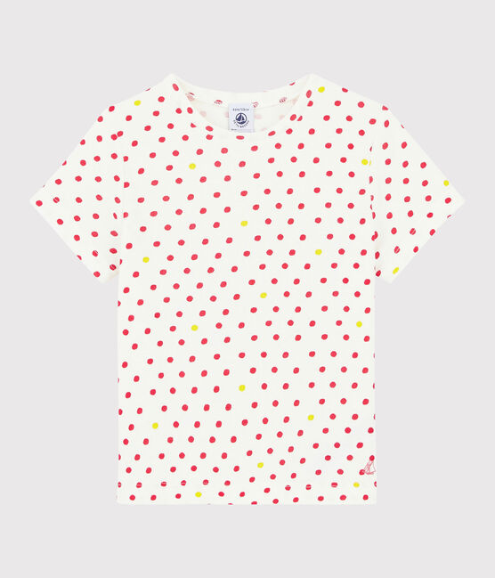 Tee-shirt manches courtes enfant fille blanc MARSHMALLOW/blanc MULTICO