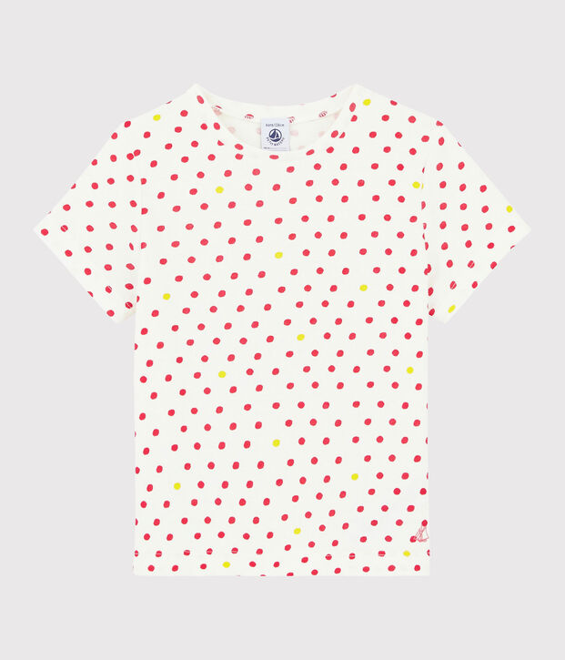 Tee-shirt manches courtes enfant fille blanc/multicouleur