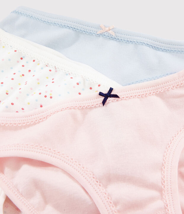 Lot de 3 culottes pois multico petite fille en coton biologique multicouleur