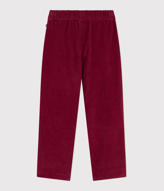 Pantalon droit enfant en velours uni AMARANTE