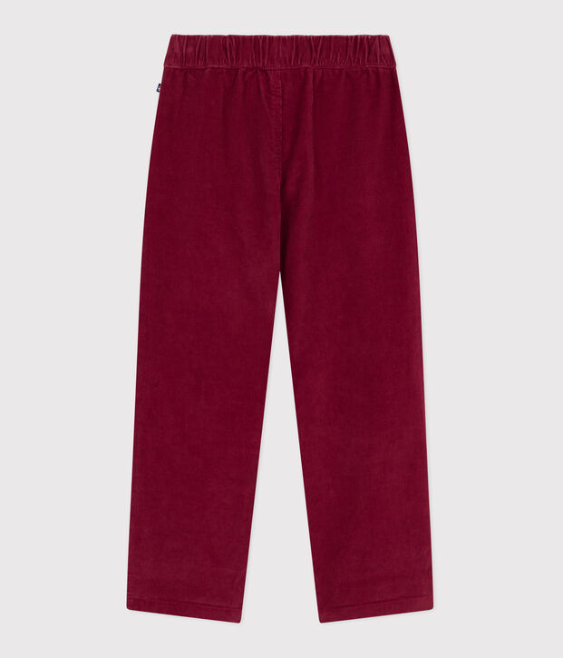 Pantalon droit enfant en velours uni rouge