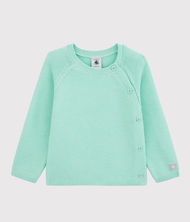 Cardigan bleu b&eacute;b&eacute; en tricot de coton biologique bleu