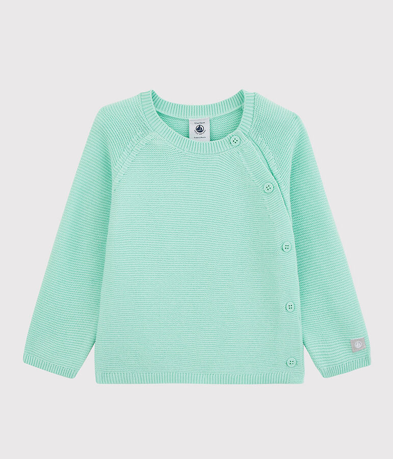 Cardigan bleu b&eacute;b&eacute; en tricot de coton biologique bleu VERGLAS