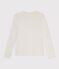Tee-shirt femme finitions point cocotte en coton manches longues beige chin&eacute;