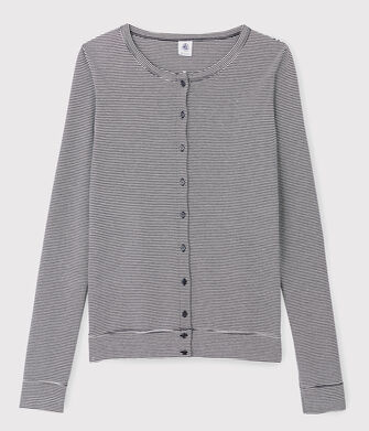 Cardigan iconique en coton ray&eacute; Femme