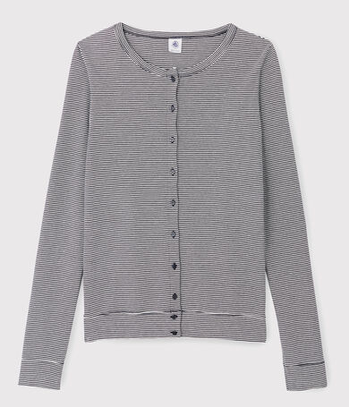Cardigan iconique en coton ray&eacute; Femme