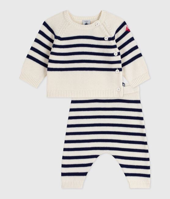 Ensemble 2 pièces bébé rayure marinière en tricot bleu MARSHMALLOW/ SOIR